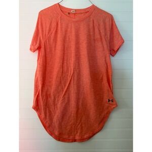 Under Armour HeatGear Tee XS Coral Orange Open Back Athletic Shirt